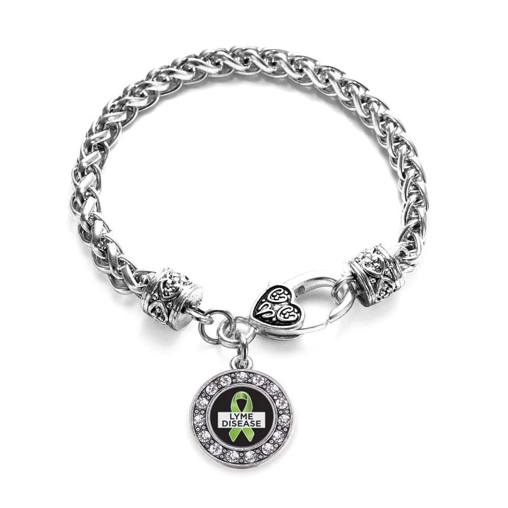 Silver Lyme Disease Support and Awareness Circle Charm Braided Bracelet