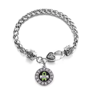 Silver Lyme Disease Support and Awareness Circle Charm Braided Bracelet