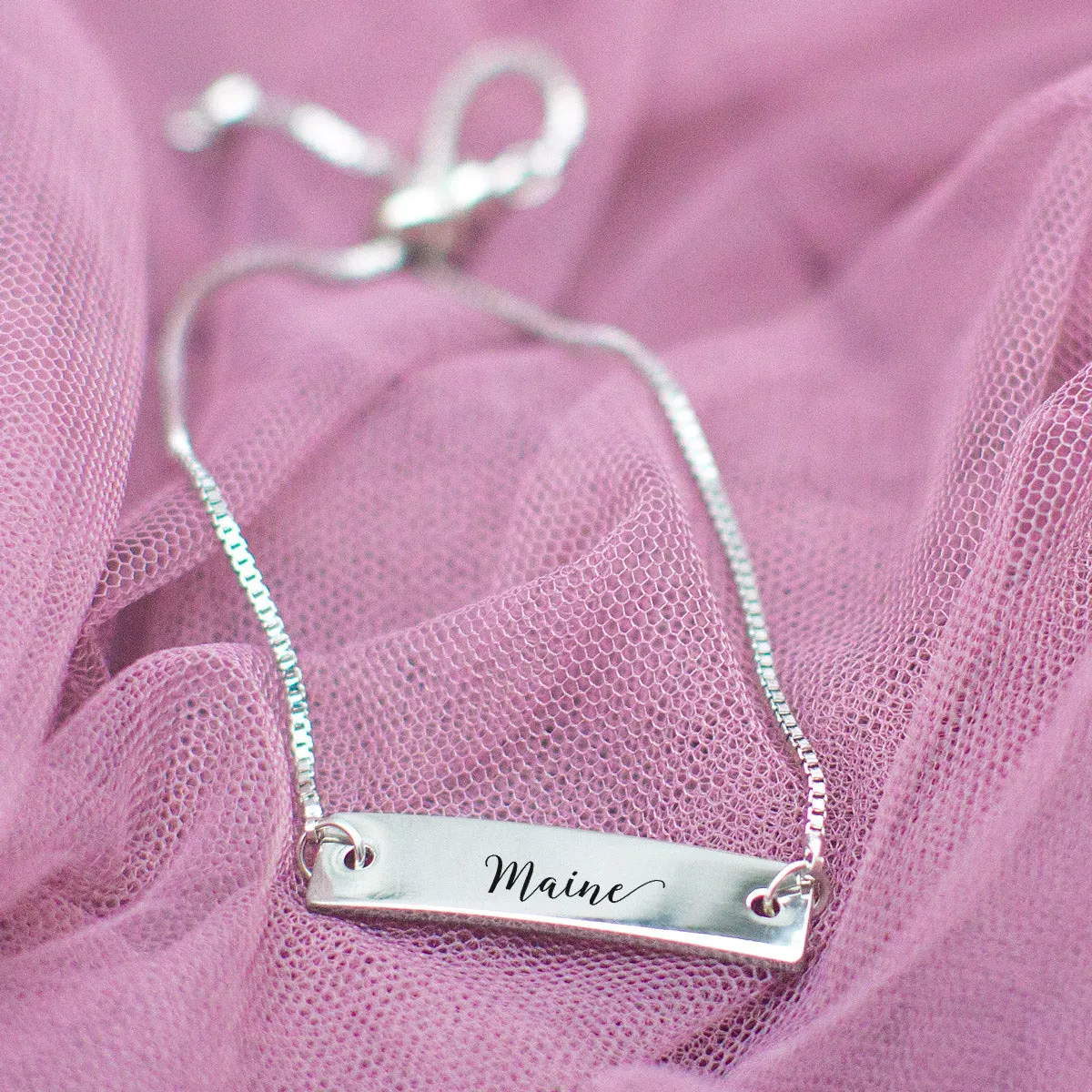 Silver Maine Adjustable Bar Bracelet