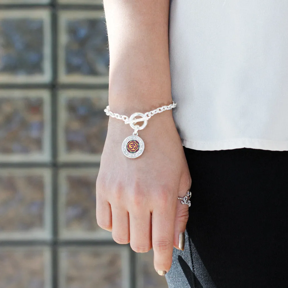 Silver Mandala Ohm Circle Charm Toggle Bracelet