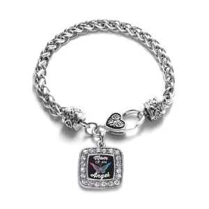 Silver Mom Of An Angel Square Charm Braided Bracelet