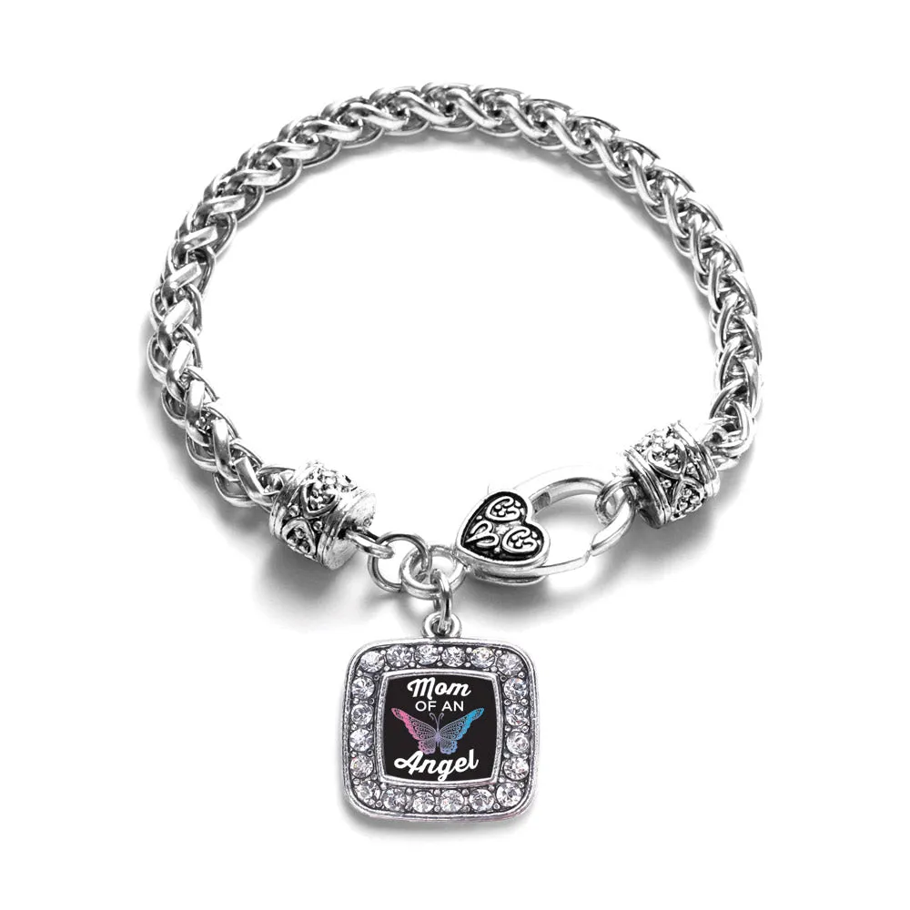 Silver Mom Of An Angel Square Charm Braided Bracelet