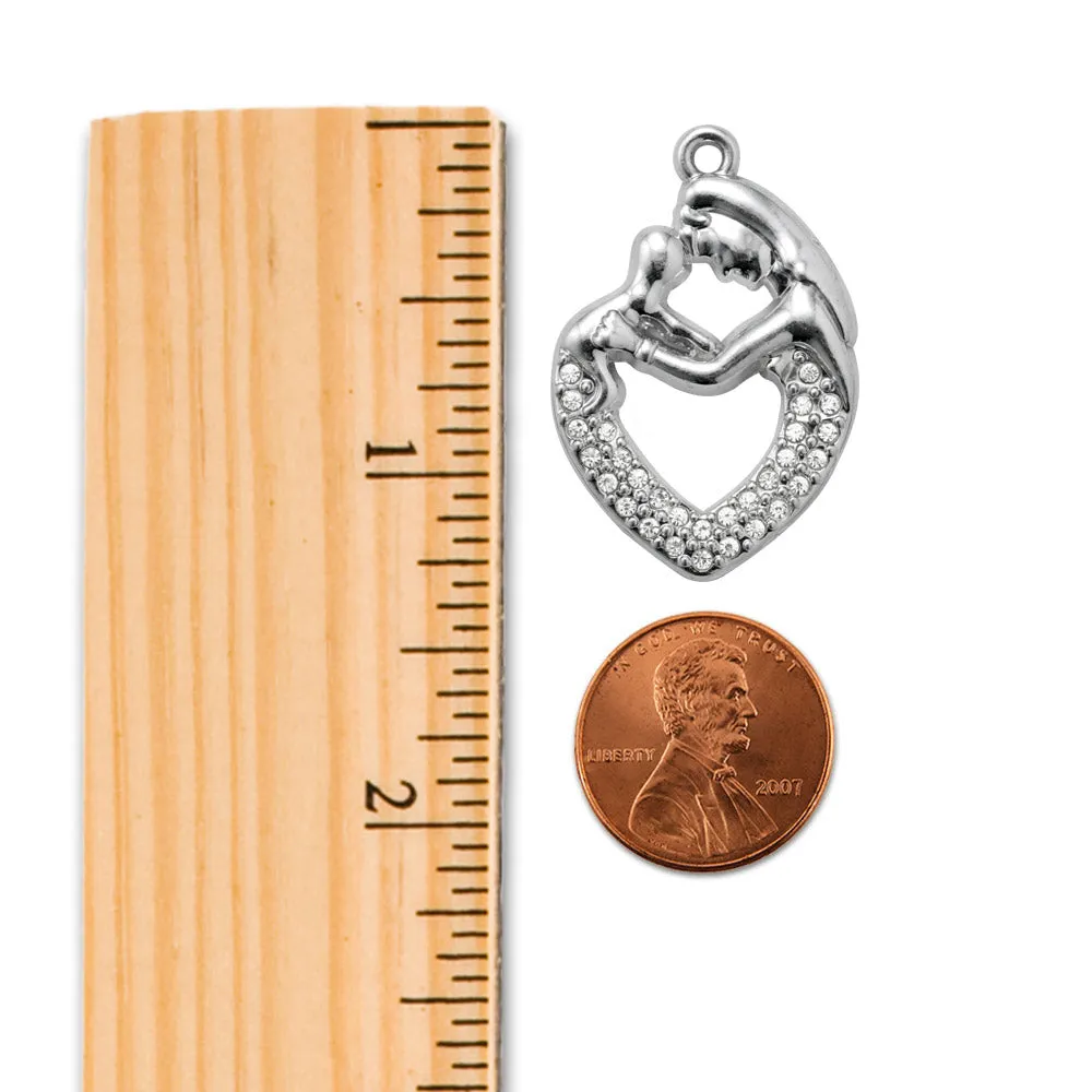 Silver Mother and Child Charm Toggle Bracelet