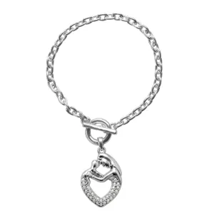 Silver Mother and Child Charm Toggle Bracelet