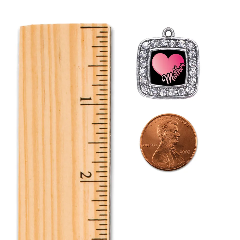 Silver Mother Square Charm Toggle Bracelet