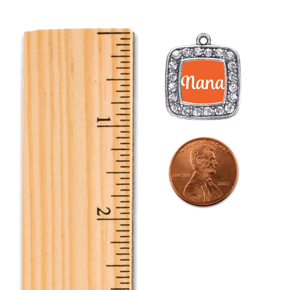 Silver Orange Nana Square Charm Braided Bracelet