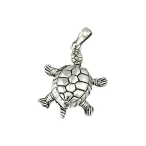 Silver Ornate Turtle Pendant