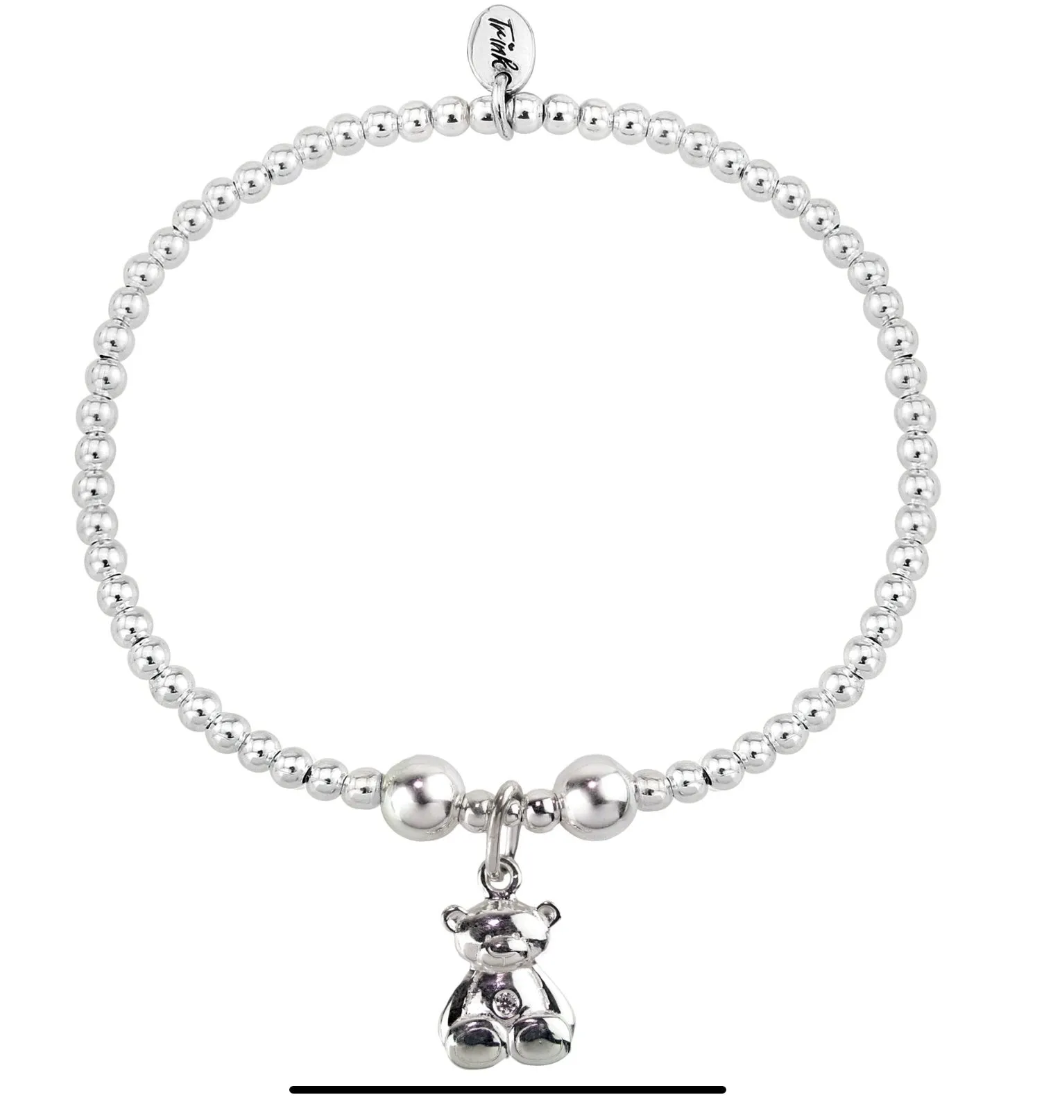 Silver Teddy Charm Bracelet