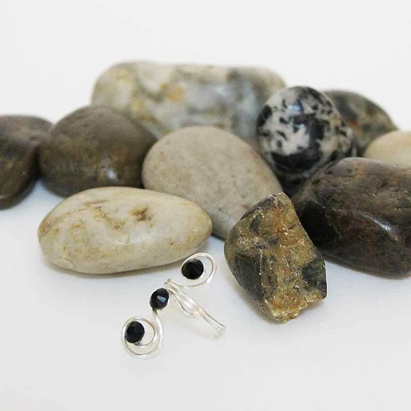 Silver Wire Wrapped Black Crystal Toe / Midi Ring