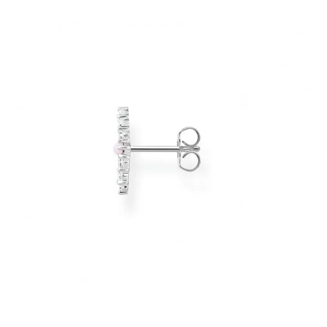Silver Zirconia Vintage Shimmering Pink Single Ear Stud H2182-166-7