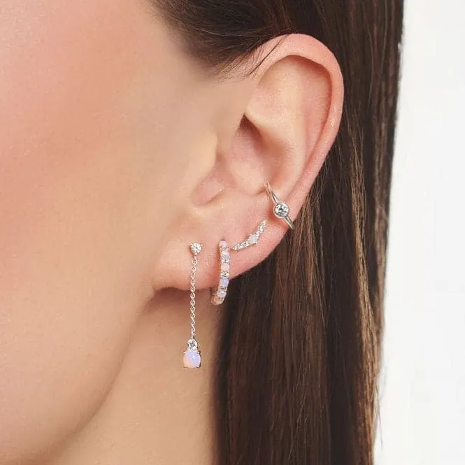 Silver Zirconia Vintage Shimmering Pink Single Ear Stud H2182-166-7