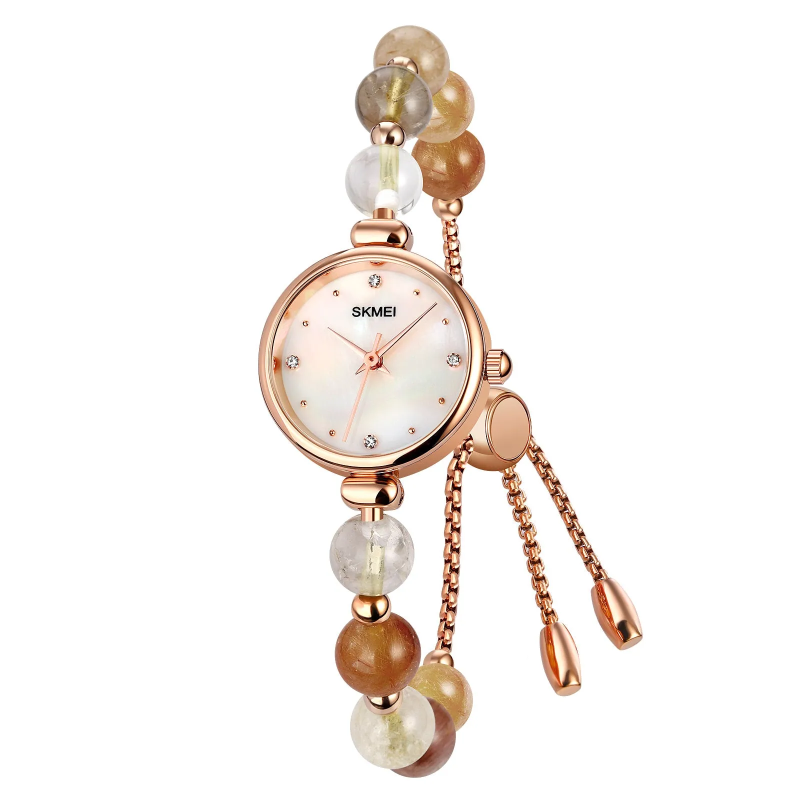 SKMEI 1983 Pearl Wristband Bracelet Watch for Women w/ 8mm Ultra Thin Case