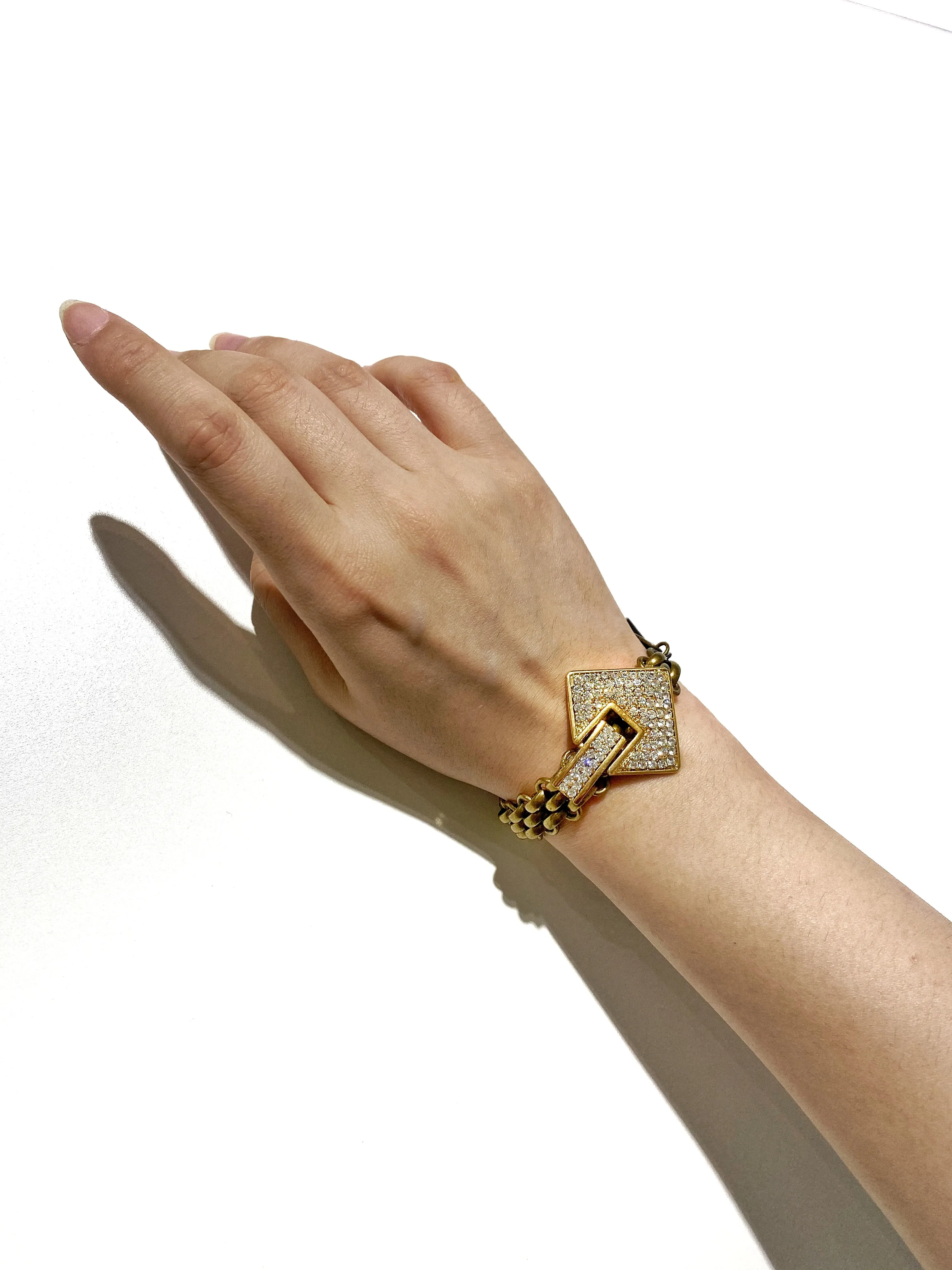 SQUARE CRYSTAL EMBELLISHED ZIRCON CHAIN BRACELET