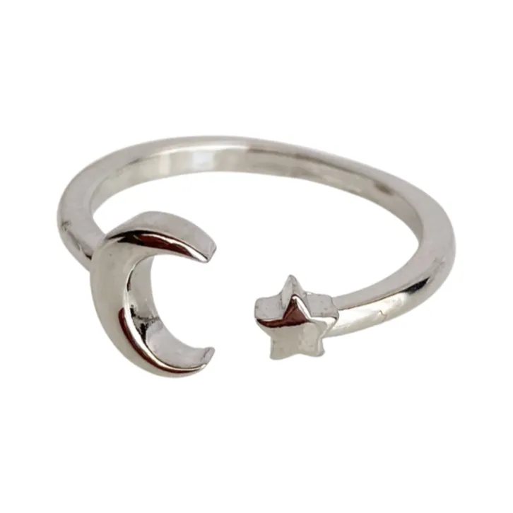 Star & Moon Silver Toe Ring