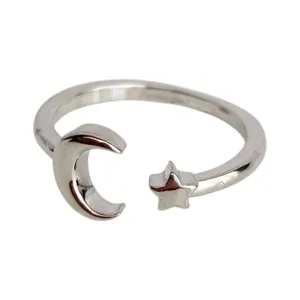 Star & Moon Silver Toe Ring