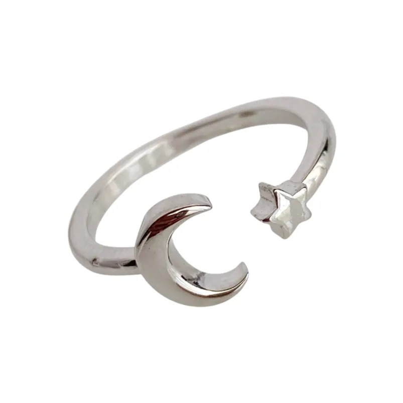 Star & Moon Silver Toe Ring