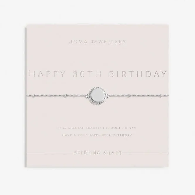Sterling Silver 30th Birthday Disc Pave 16cm   3cm Bracelet JJS0011