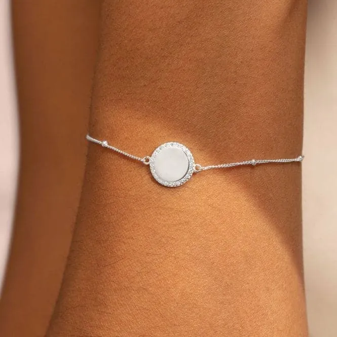 Sterling Silver 30th Birthday Disc Pave 16cm   3cm Bracelet JJS0011