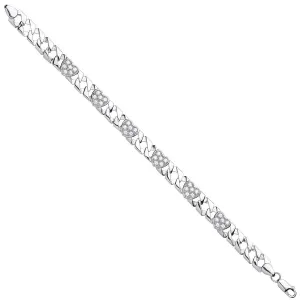 Sterling Silver CZ Hearts Ladies Bracelet