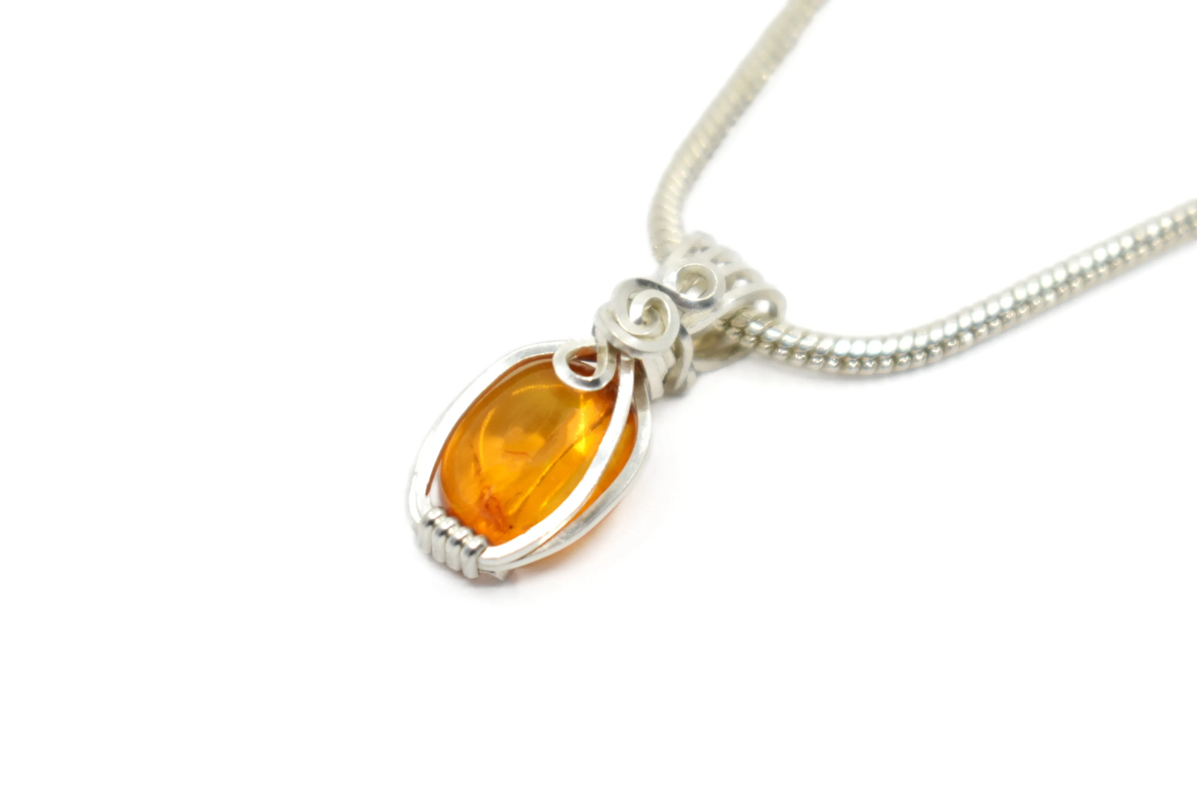 Sterling Silver "Mini" Amber Pendant, Amber Necklace