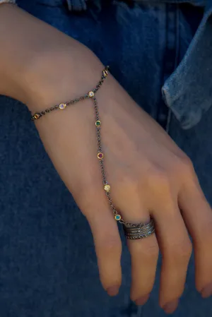 Sterling silver ring-chain bracelet “Nare”