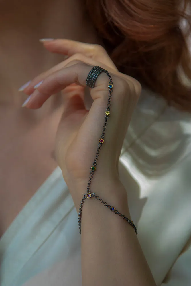 Sterling silver ring-chain bracelet “Nare”