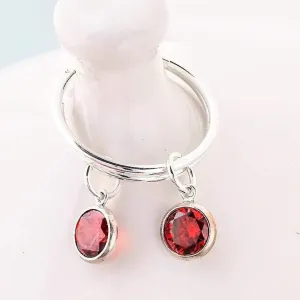 Sterling Silver Ruby CZ Hoop Earrings