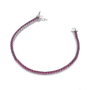 Sterling Silver Ruby CZ Tennis Bracelet
