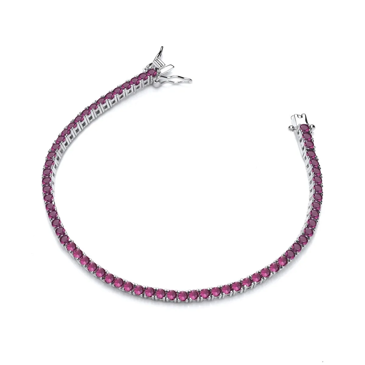 Sterling Silver Ruby CZ Tennis Bracelet