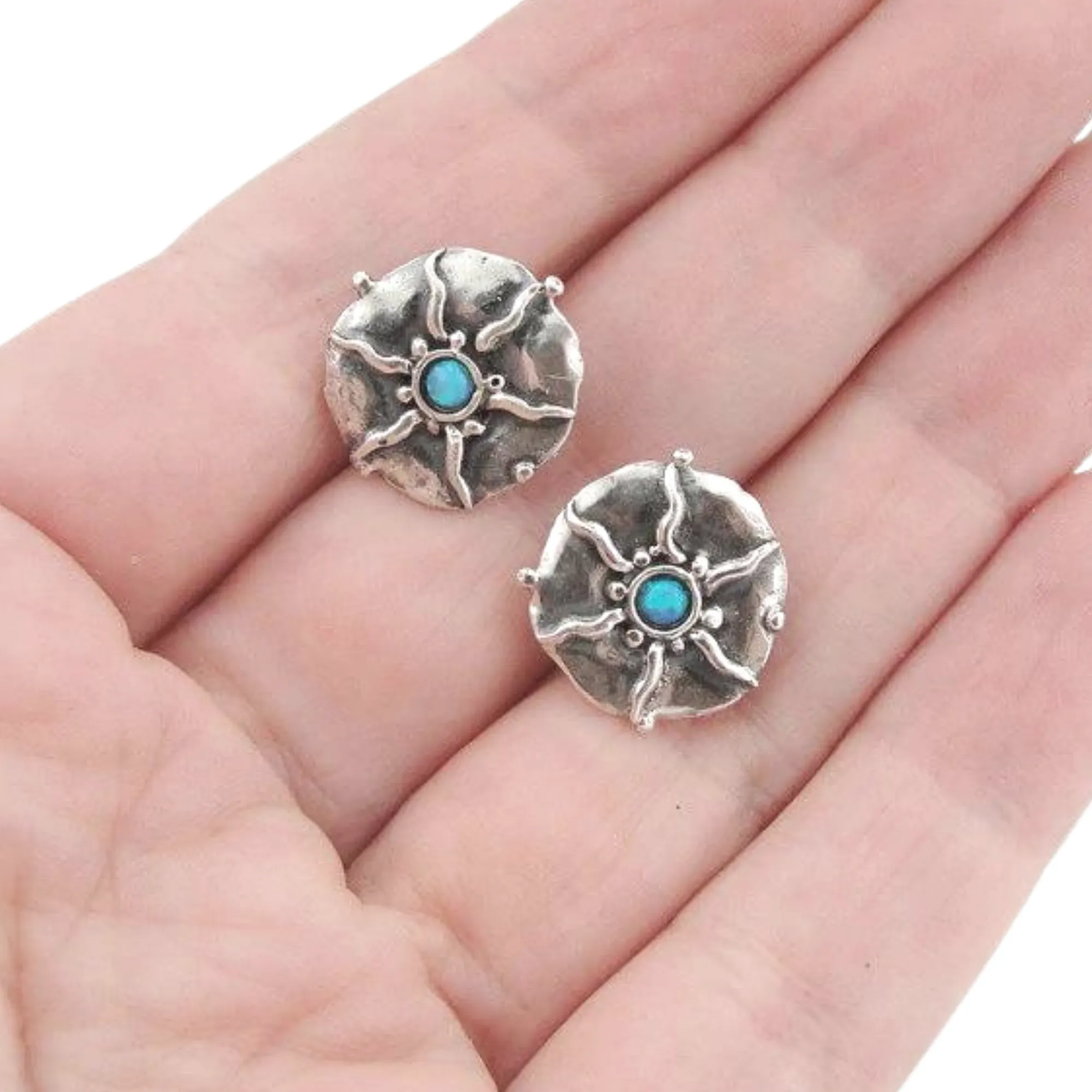 Sterling Silver Stud Opal Earrings