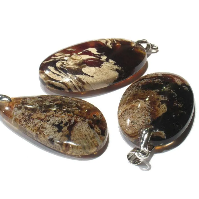 Sumatra Amber Pendant with Bale, Medium
