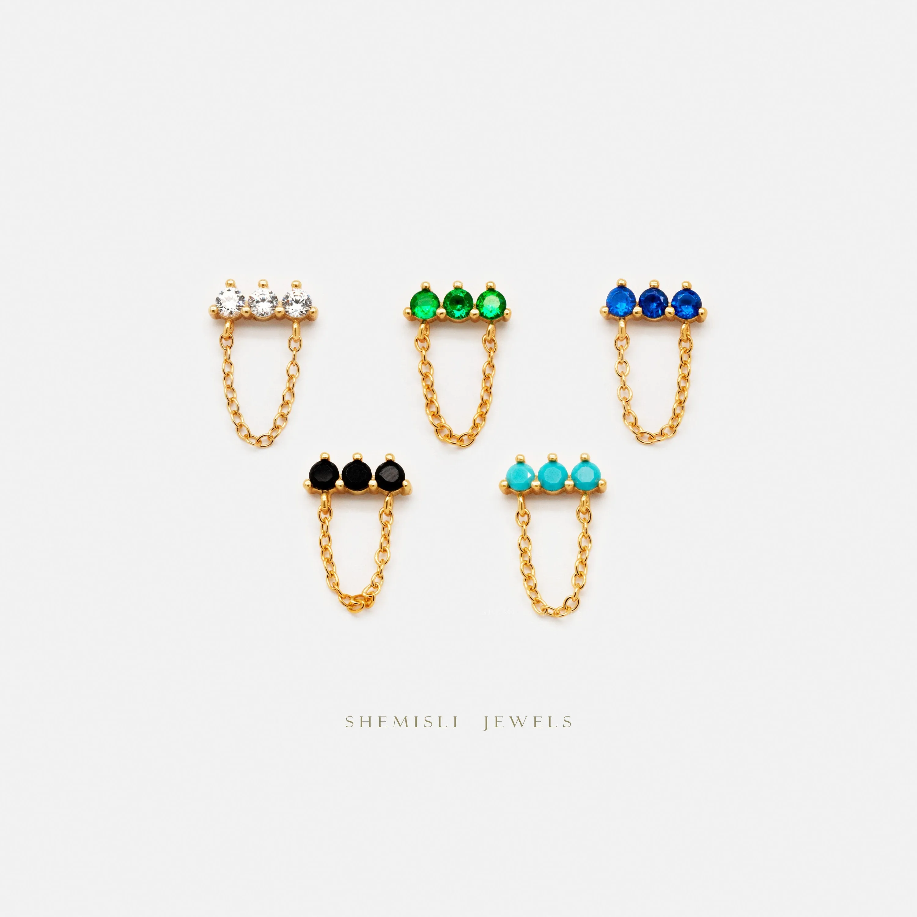 Tiny Bar CZ Studs Earrings, Unisex, Gold, Silver SHEMISLI SS145, SS265, SS266, SS267, SS268