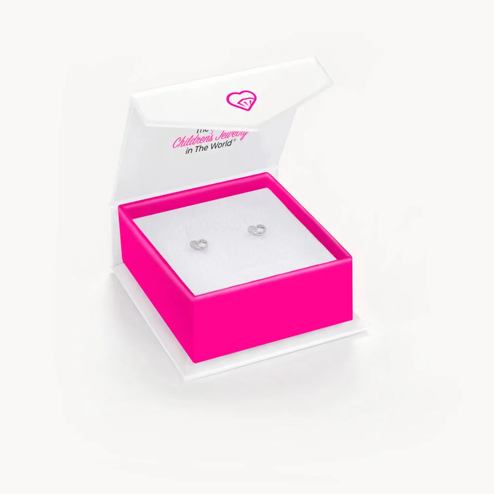 Tiny Open Textured Heart 4mm Baby / Toddler / Kids Earrings Screw Back - Sterling Silver