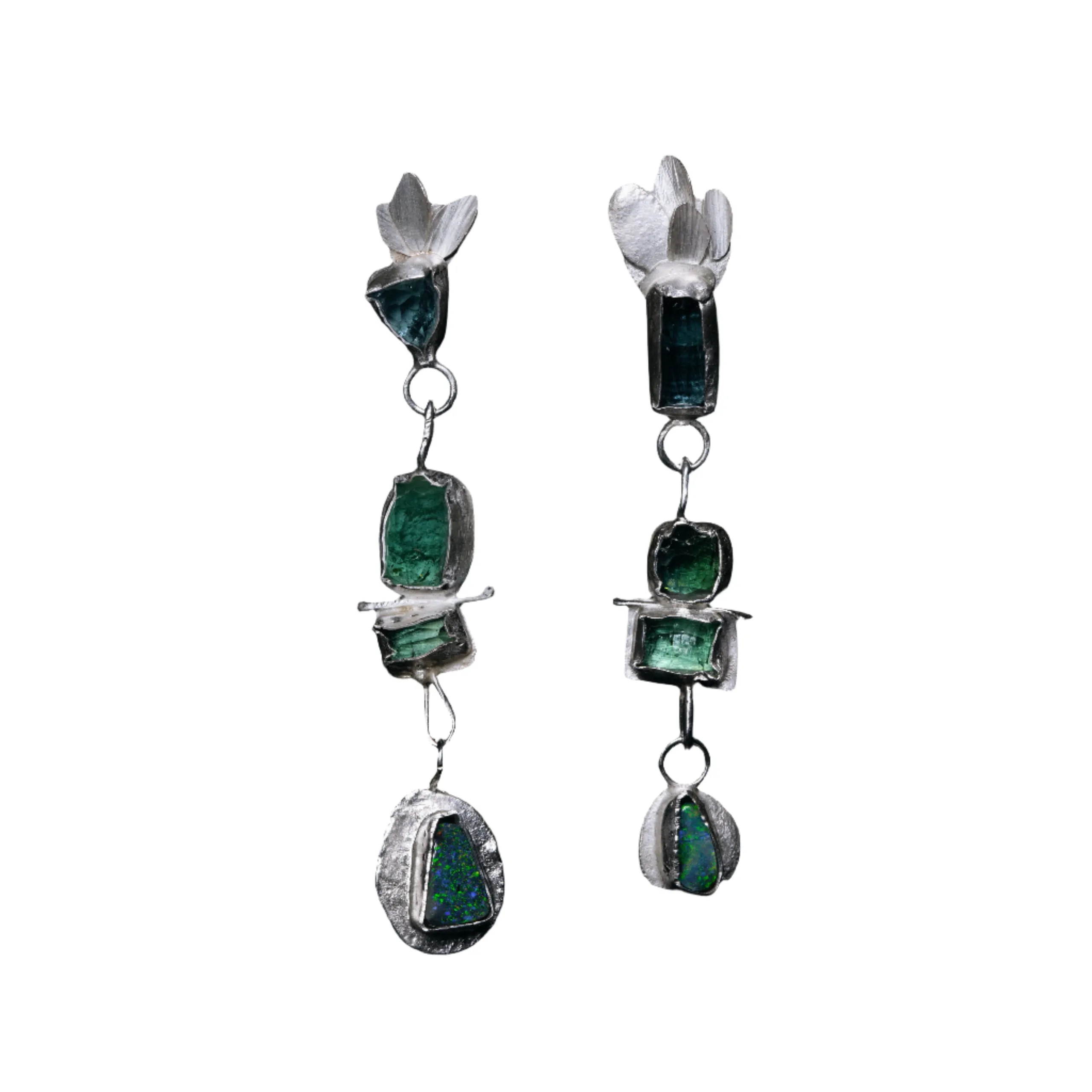 Tourmaline & Opal Earrings
