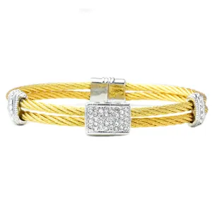 Two Tone CZ Magnetic Cuff Pave Bracelet