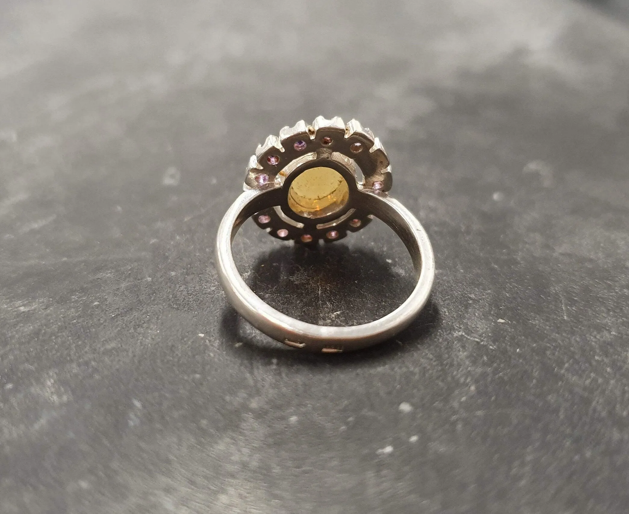 Victorian Opal Ring - Flower Amethyst Ring - Purple Cocktail Ring