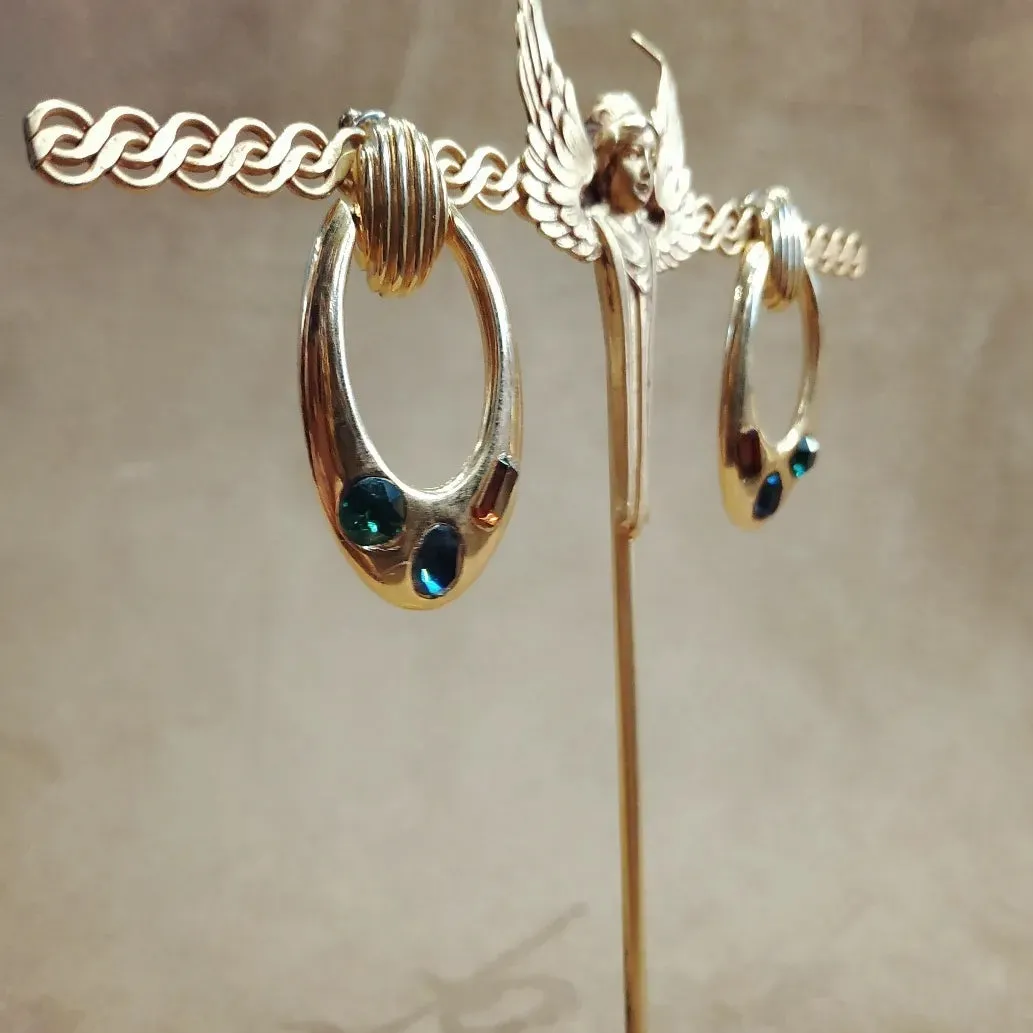Vintage Multi coloured  Doorknocker Earrings
