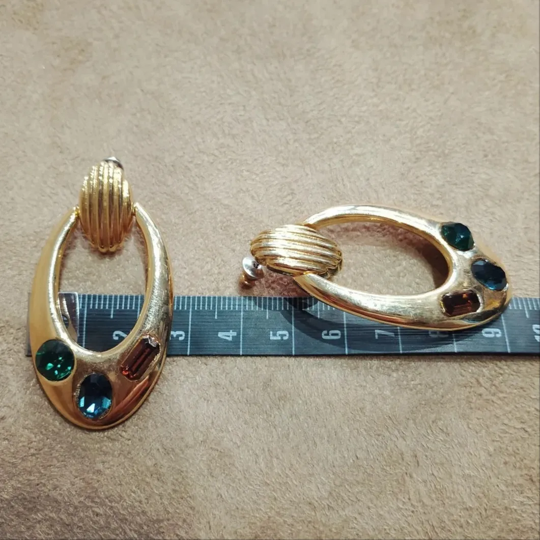 Vintage Multi coloured  Doorknocker Earrings