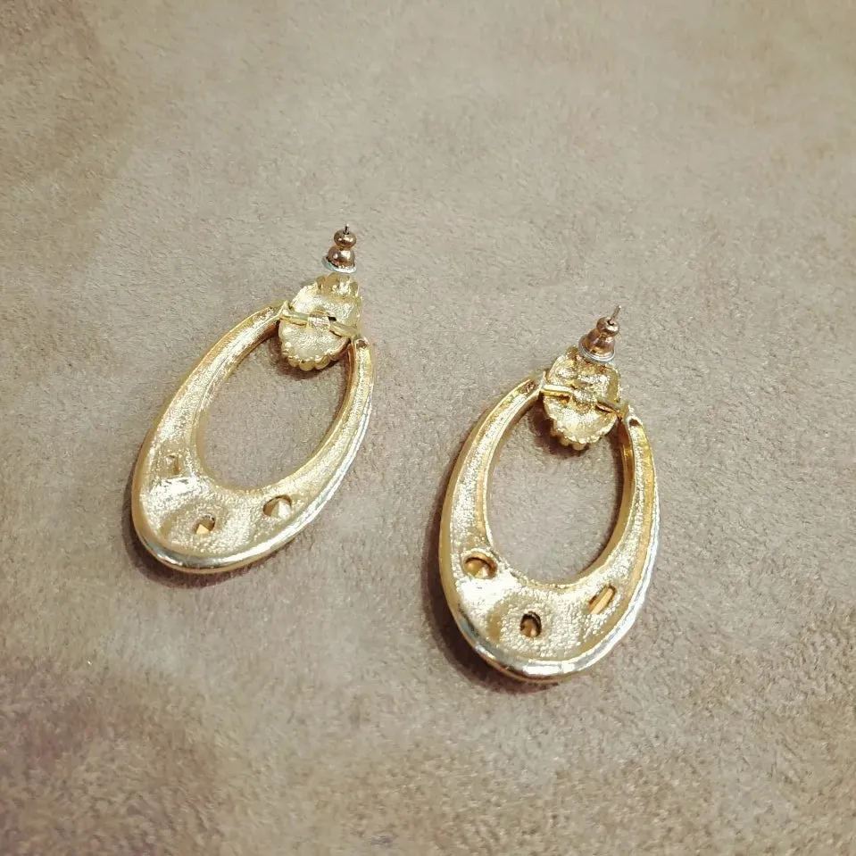Vintage Multi coloured  Doorknocker Earrings