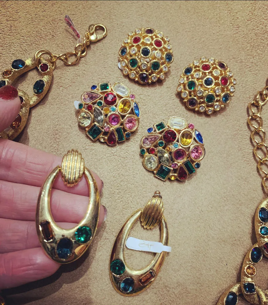 Vintage Multi coloured  Doorknocker Earrings