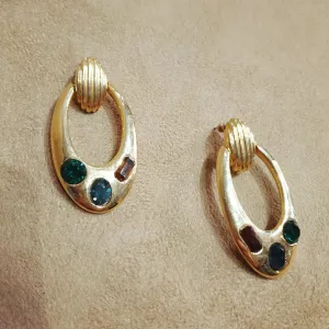 Vintage Multi coloured  Doorknocker Earrings