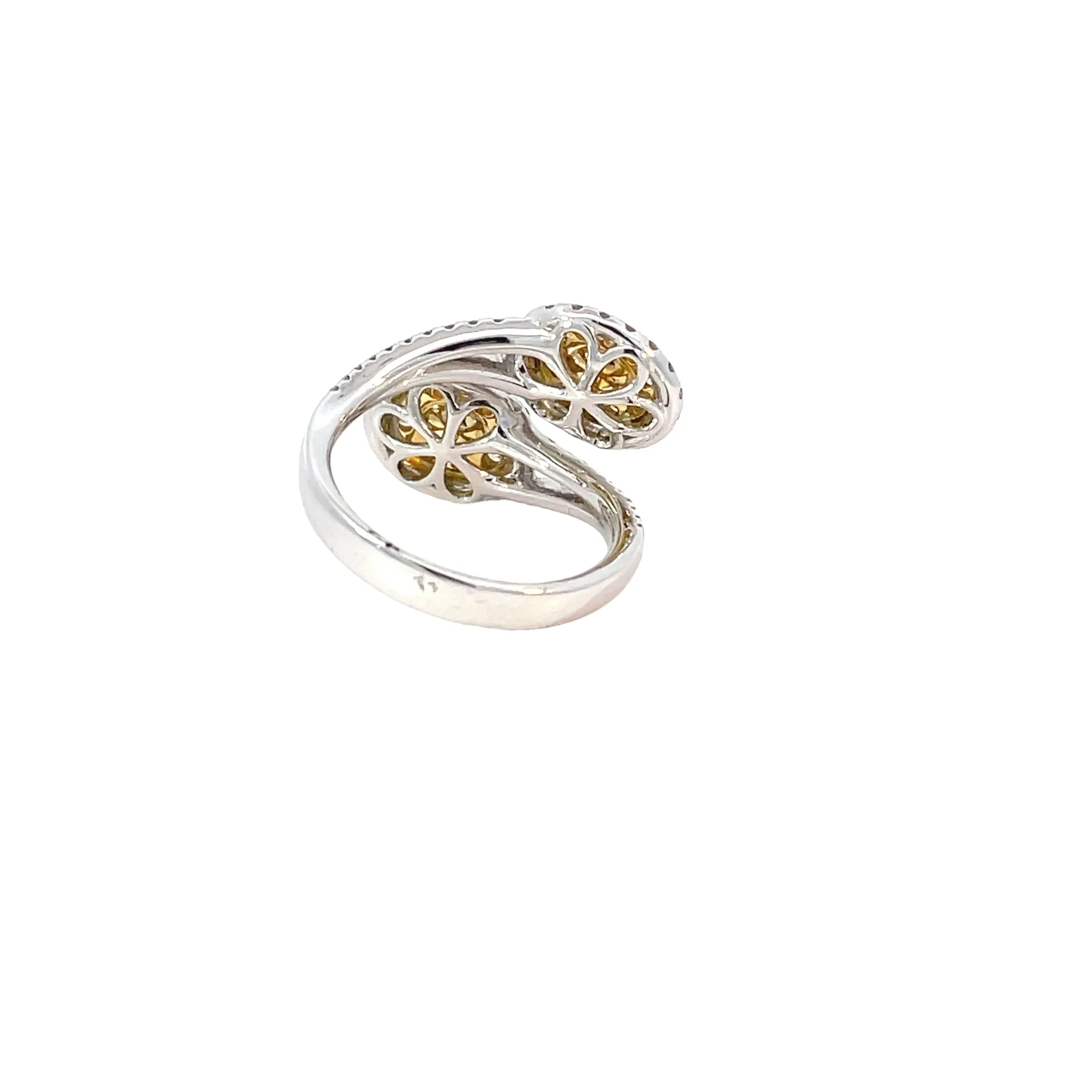 White Gold Yellow Diamond Bypass Ring