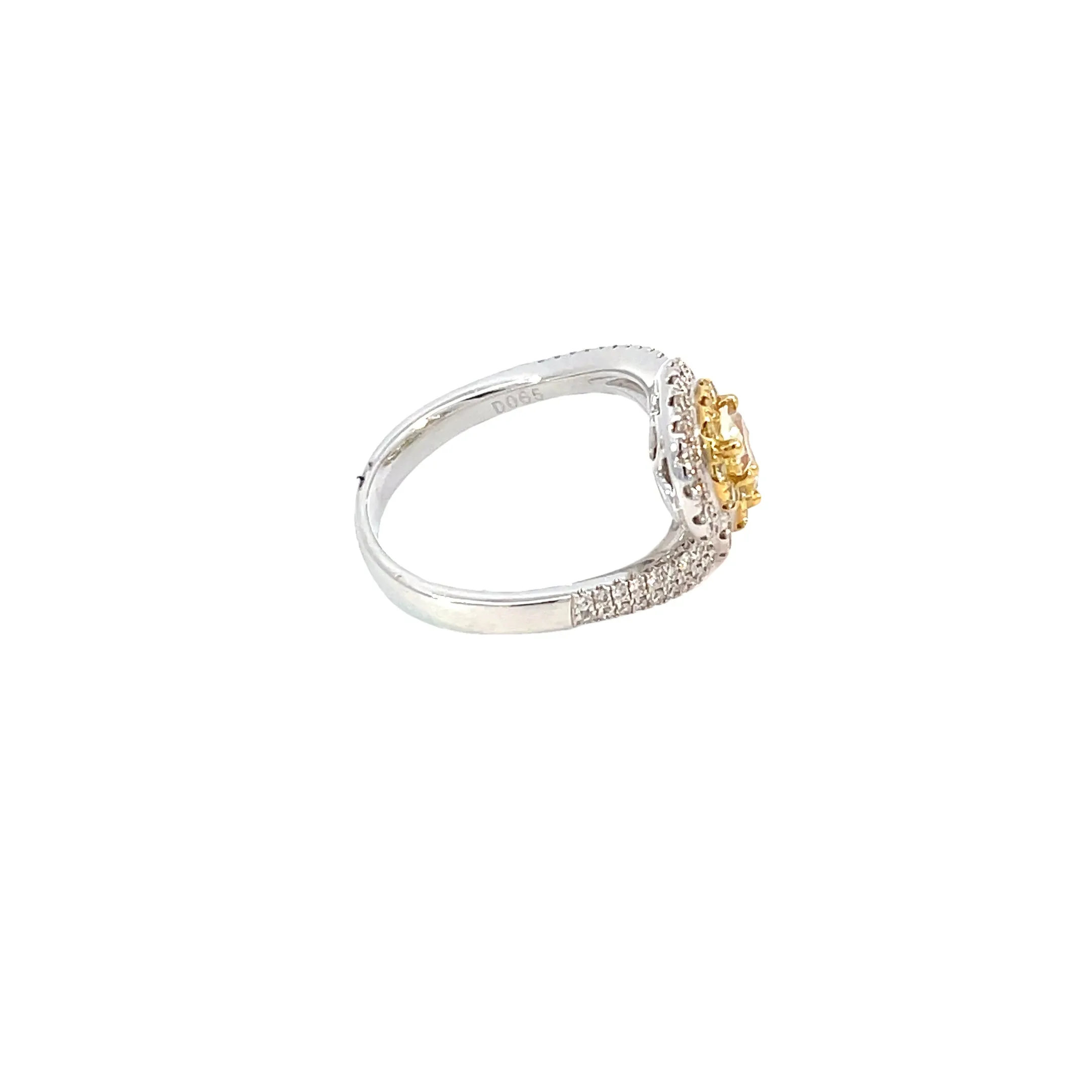 White Gold Yellow Diamond Bypass Ring