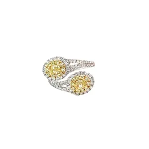 White Gold Yellow Diamond Bypass Ring