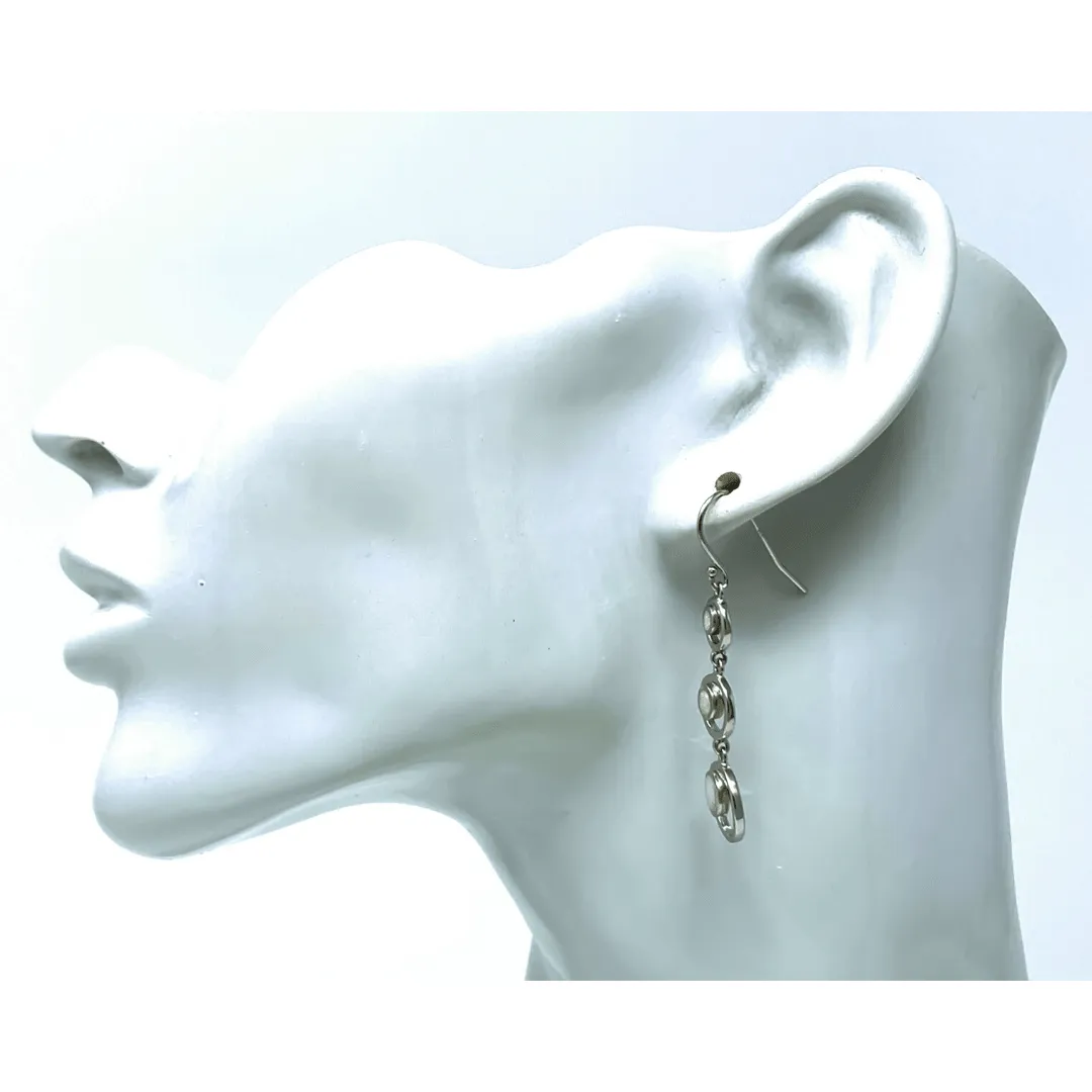 White Opal Sterling Silver Circles Dangle Earrings