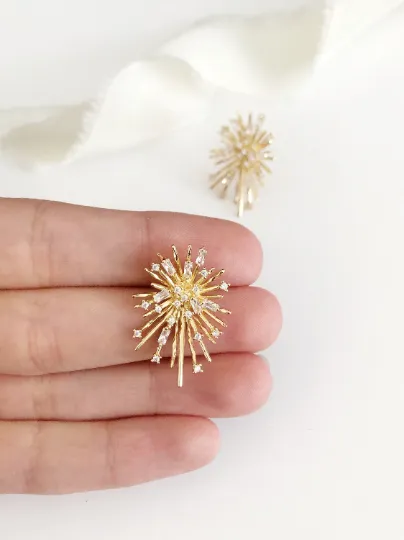 Yanna Gold Statement Stud Wedding Earrings