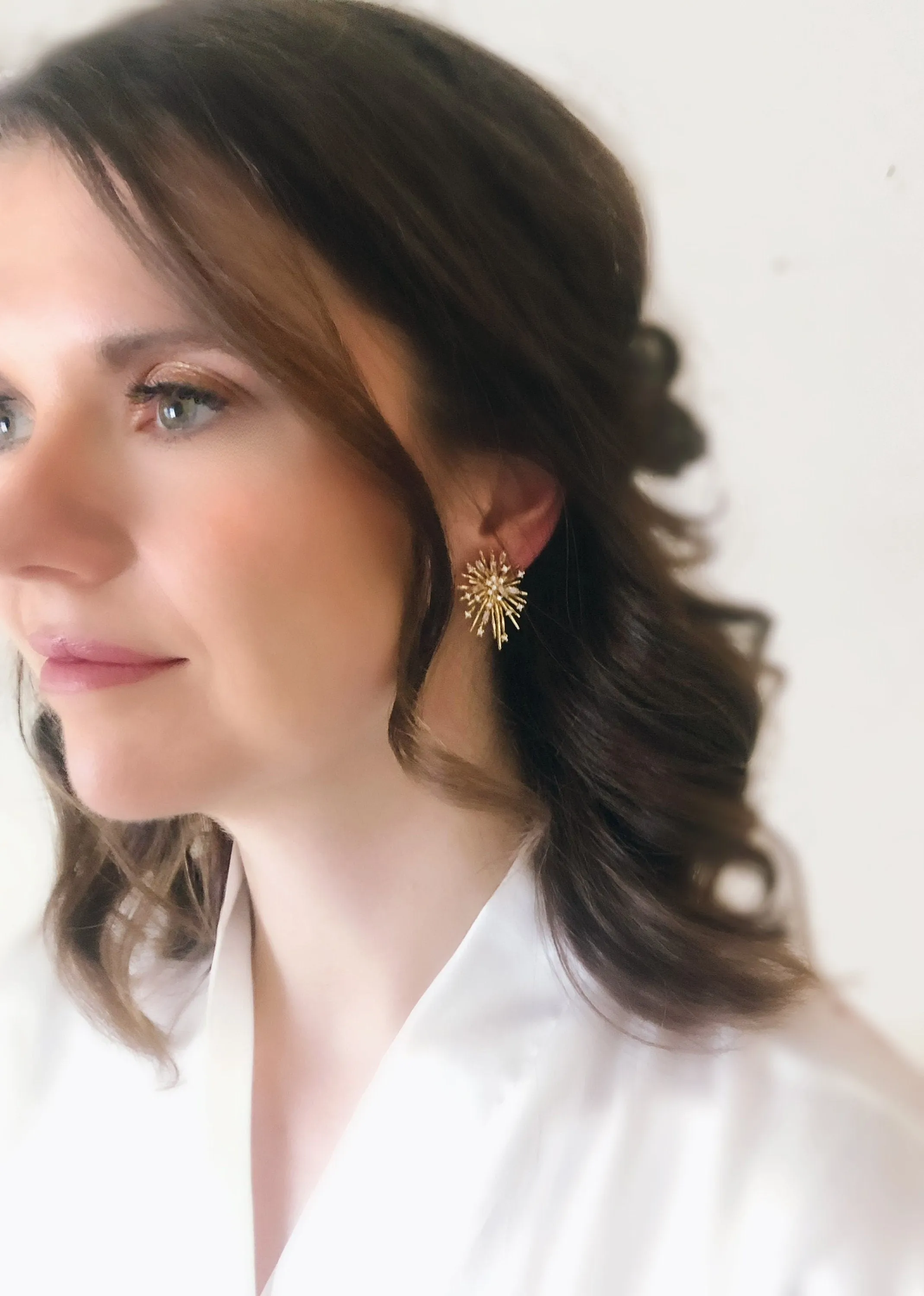 Yanna Gold Statement Stud Wedding Earrings