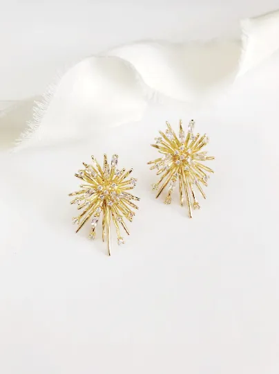 Yanna Gold Statement Stud Wedding Earrings