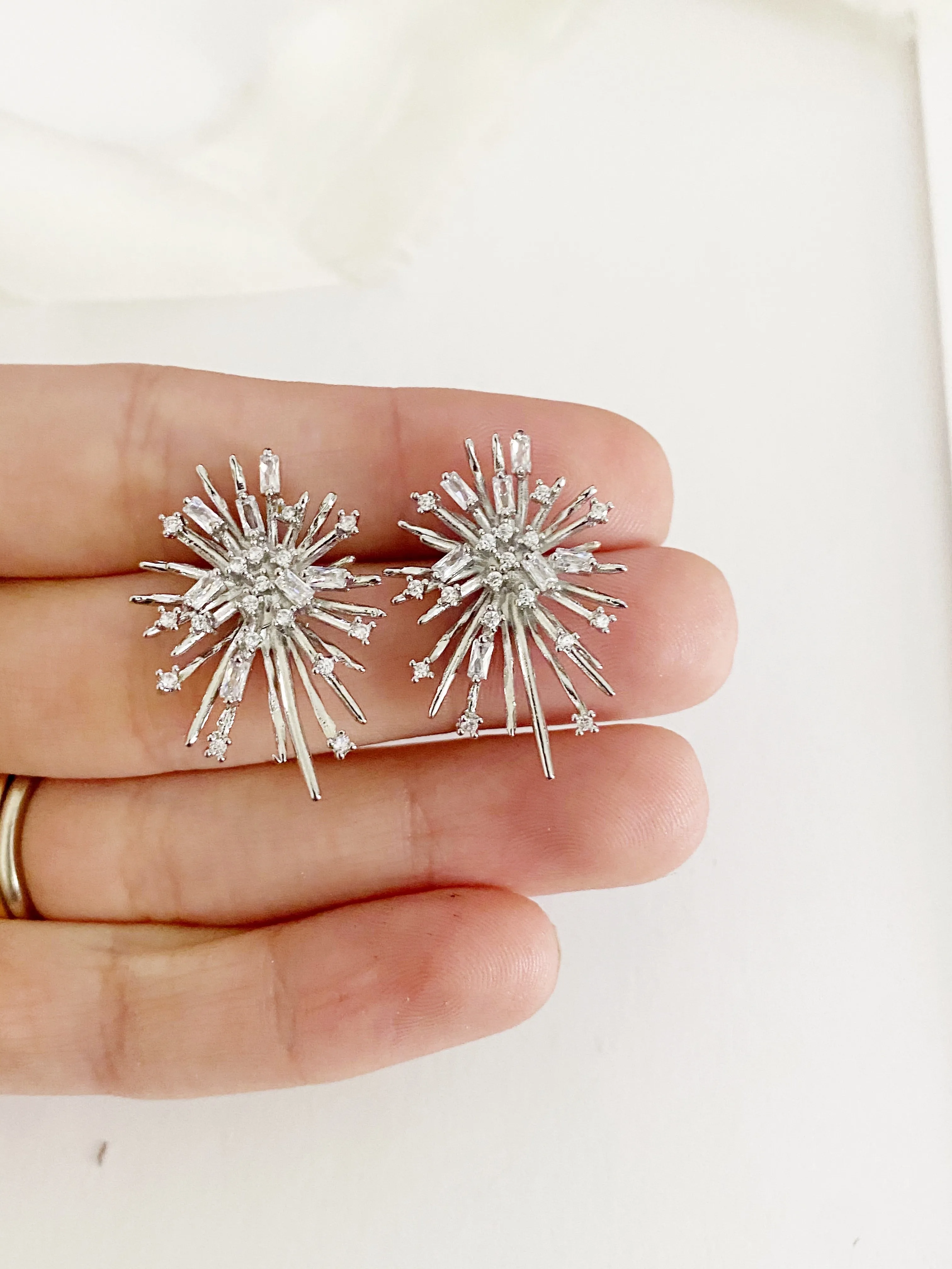 Yanna Silver Statement Stud Wedding Earrings