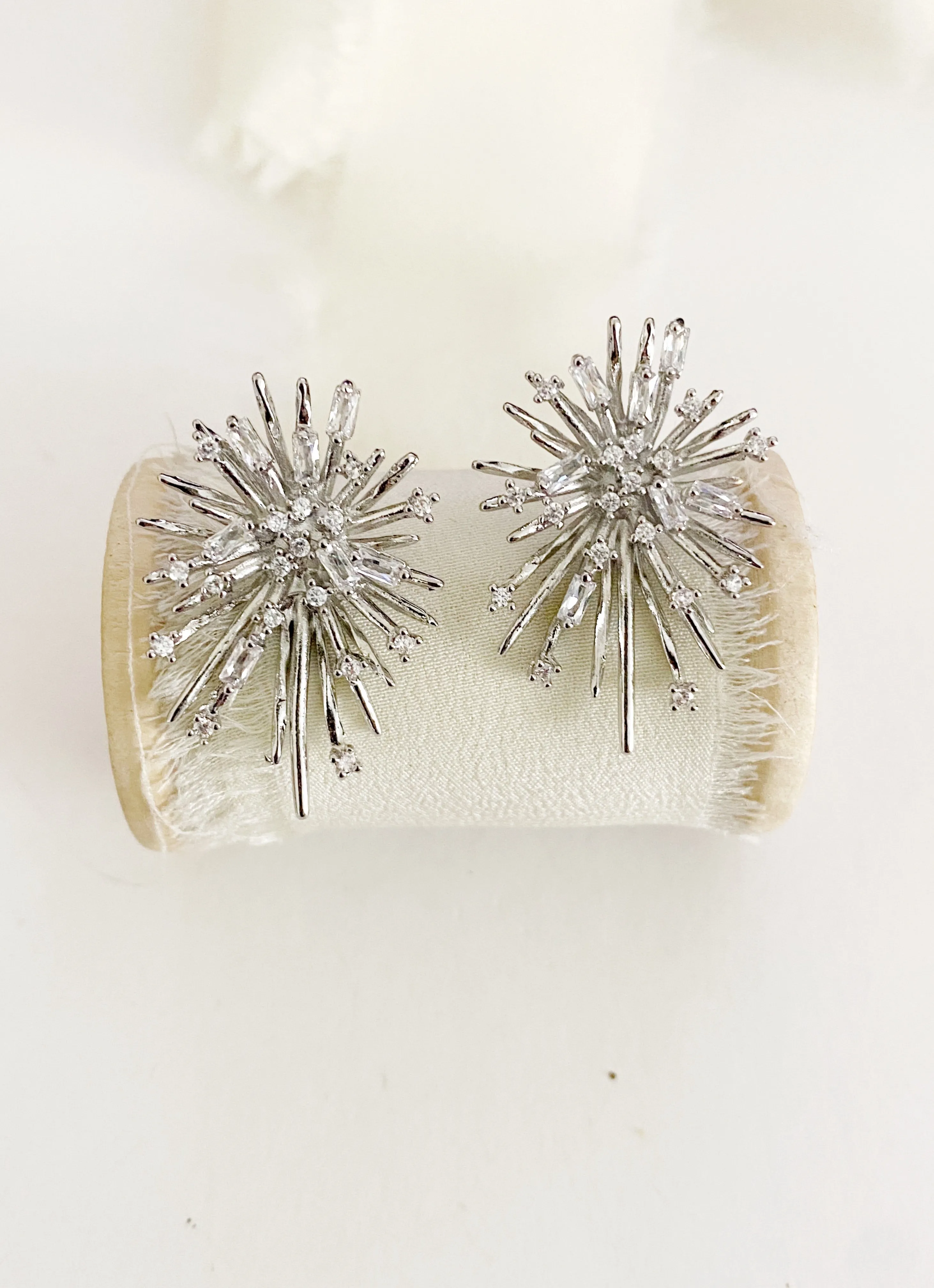 Yanna Silver Statement Stud Wedding Earrings